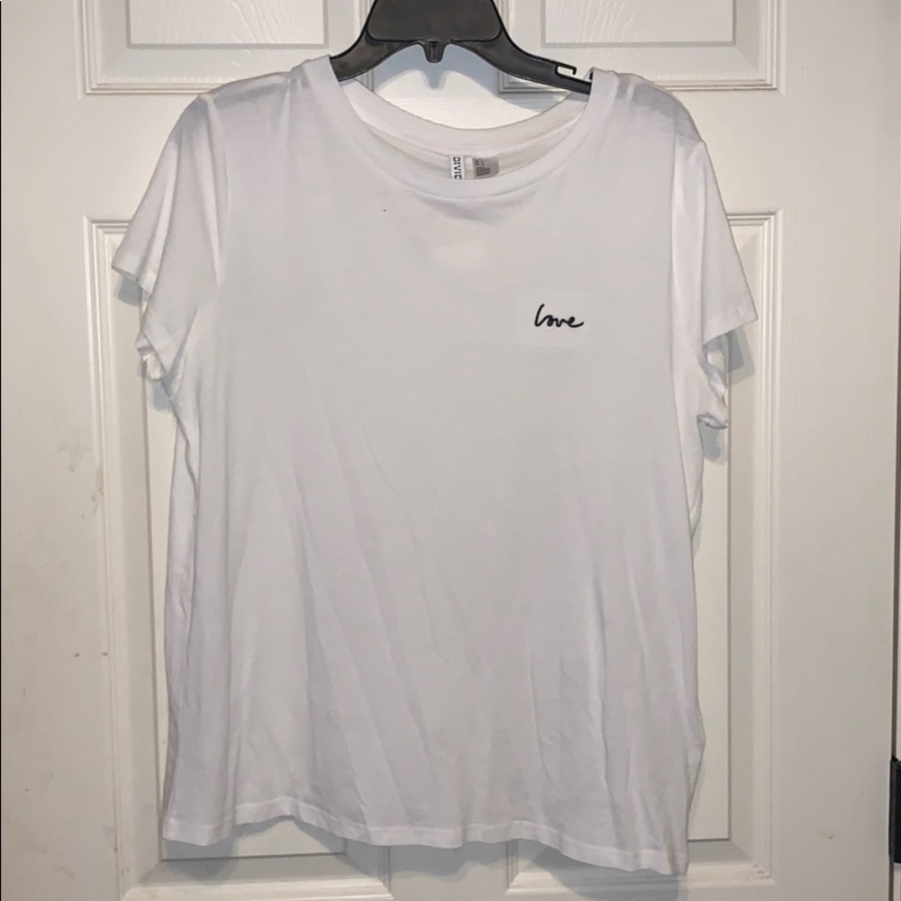 White “love” shirt